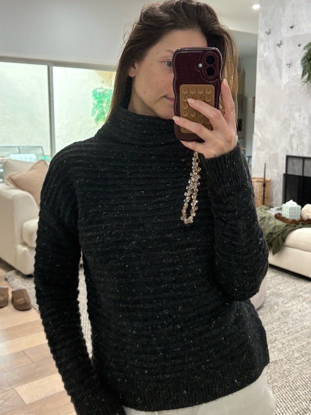 Madewell Belmont Donegal Mockneck Sweater Charcoal Speckled Size S